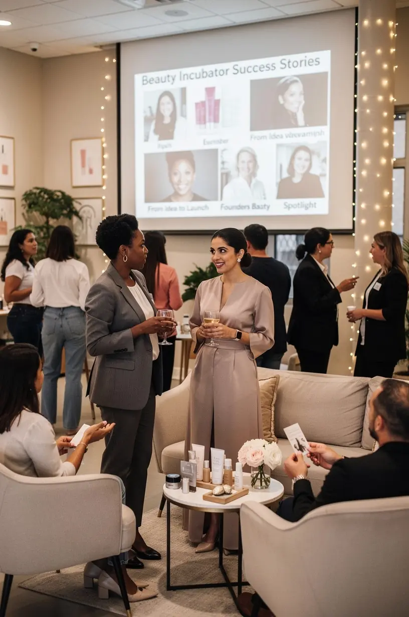 Grupa przedsiębiorców uczestniczących w warsztatach dotyczących rozwoju biznesu offline w branży urody.